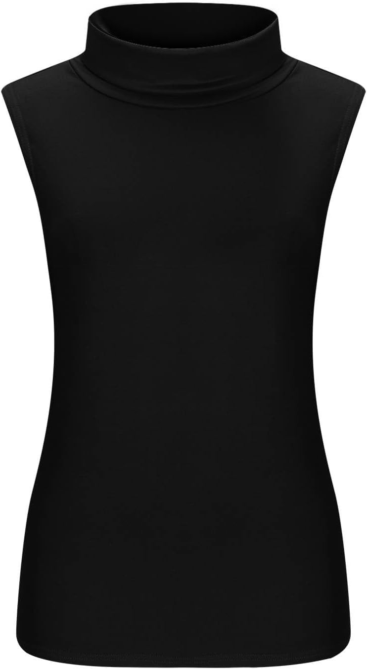 T-shirt dam polokrage - chic och elegant linne för kvinnor smal passform bekväm ärmlös t-shirt enfärgad ledig flytande topp andningsbar lätt topp