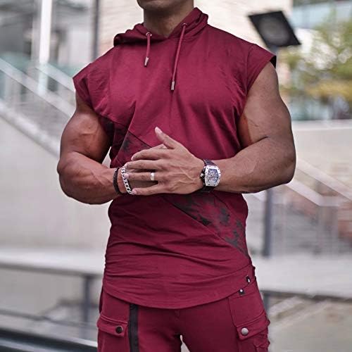 Herr linne huvtröja mode basic Essential axelbandströja män västar normal passform atletisk sport fitness muskel träning linne skjorta