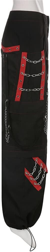 Kvinnor Y2k-jeans, gothstil, byxor i punkig emostil, säckiga, utsvängda jeans, breda ben, Harajuku grunge-byxor, hiphop-kläder