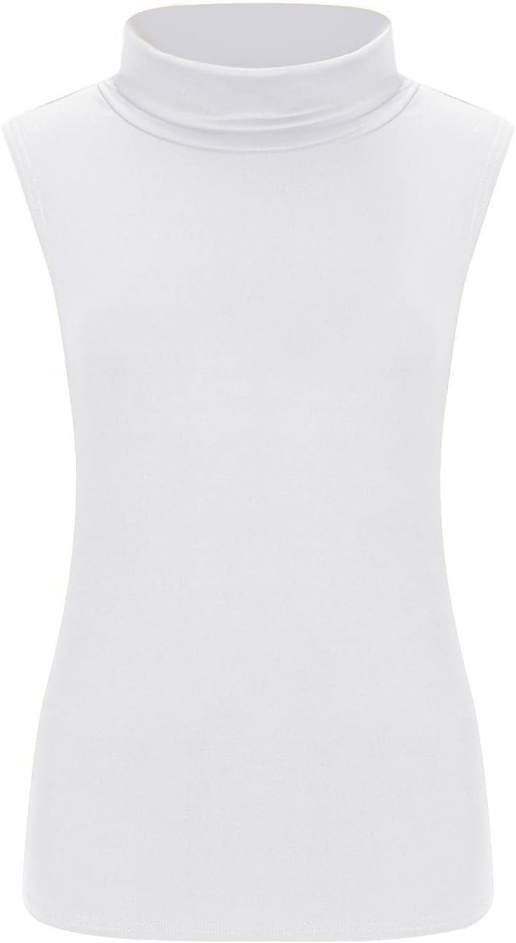 T-shirt dam polokrage - chic och elegant linne för kvinnor smal passform bekväm ärmlös t-shirt enfärgad ledig flytande topp andningsbar lätt topp