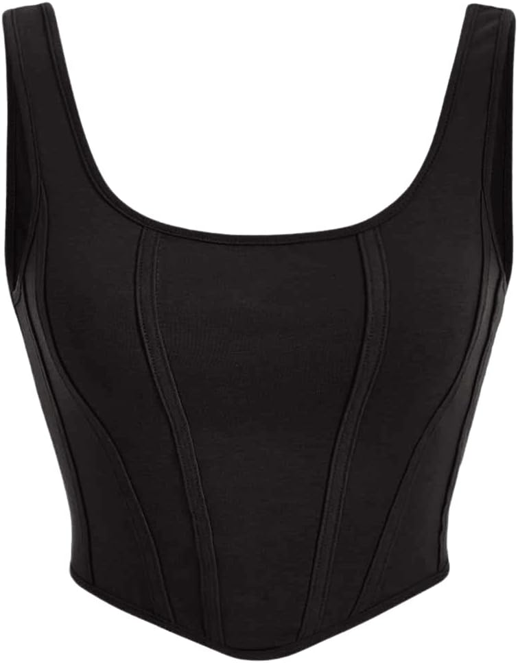 GORGLITTER Crop Toppar damer sommar magfri topp Y2k crop top 90-talet crop tanktopp med U-ringad basic topp