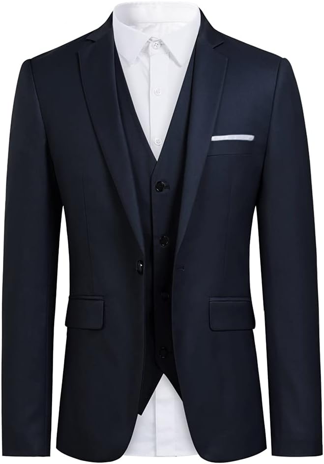 YOUTHUP 3-delad kostym smal passform för män elegant business bröllop kostym blazer västar byxor