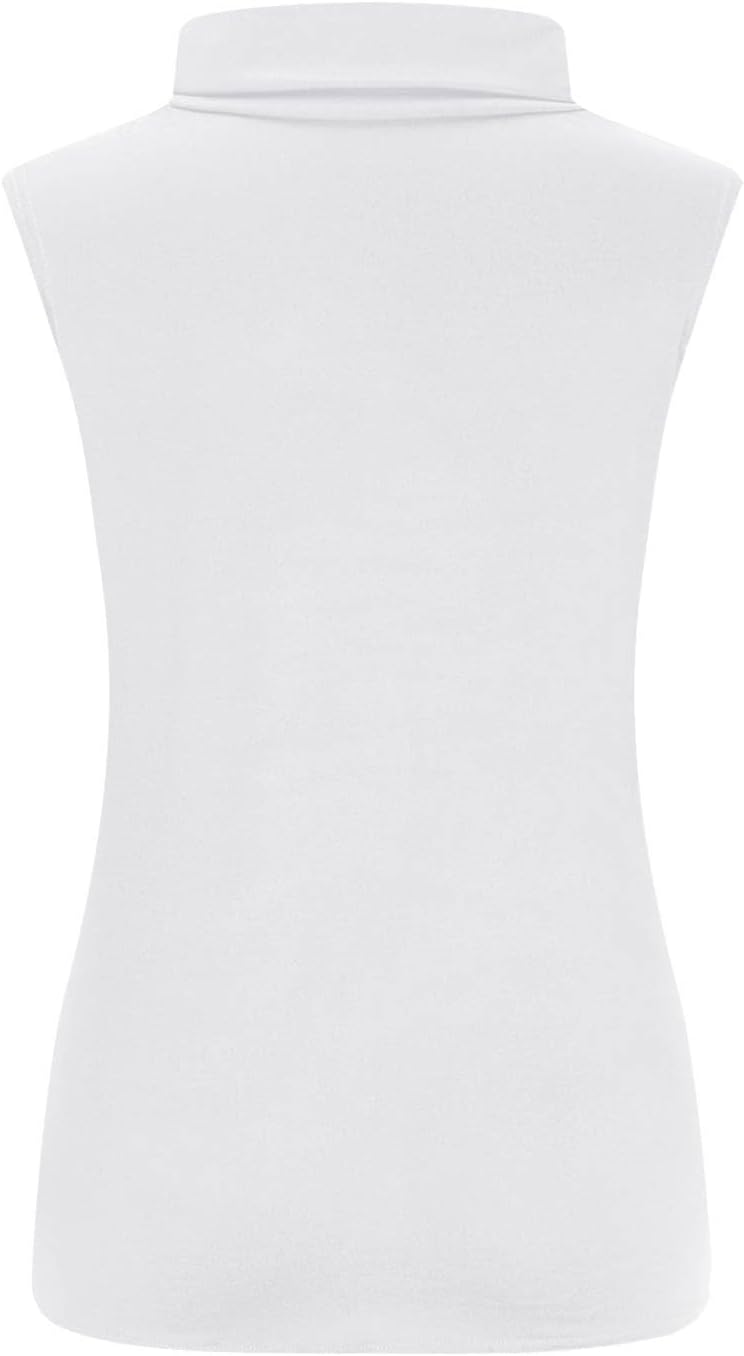T-shirt dam polokrage - chic och elegant linne för kvinnor smal passform bekväm ärmlös t-shirt enfärgad ledig flytande topp andningsbar lätt topp