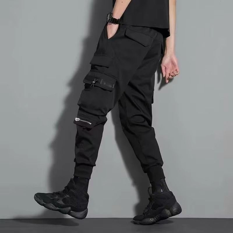 MORISTE Herr avslappnad passform lastbyxor, hiphop streetwear andningsbara bruksbyxor
