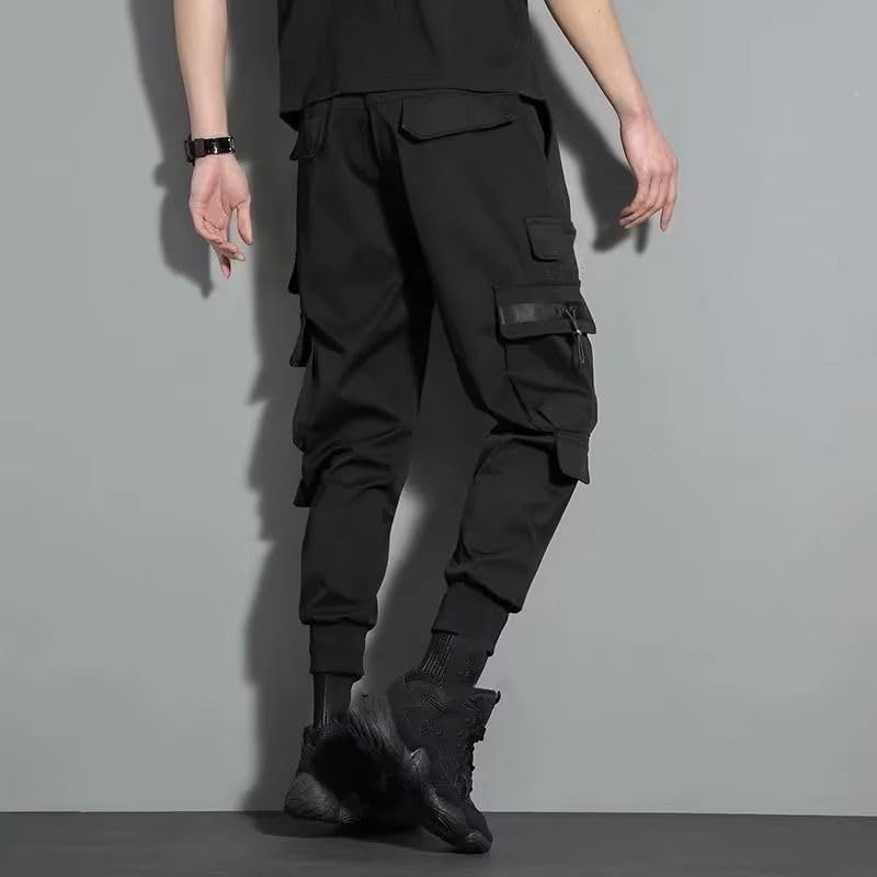 MORISTE Herr avslappnad passform lastbyxor, hiphop streetwear andningsbara bruksbyxor