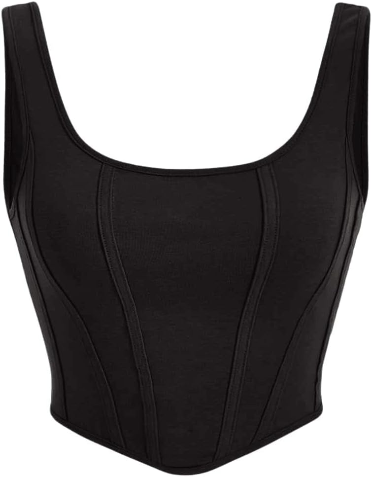 GORGLITTER Crop Toppar damer sommar magfri topp Y2k crop top 90-talet crop tanktopp med U-ringad basic topp