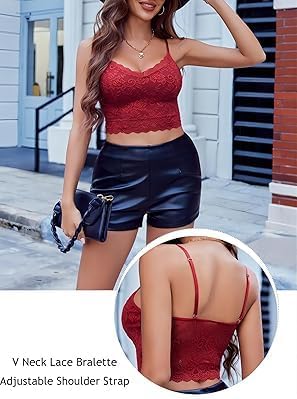Avidlove dam spets bustier topp sexig bralette undertröja basic spagettiremmar camisole V-ringad rygg urtagning design tank toppar crop