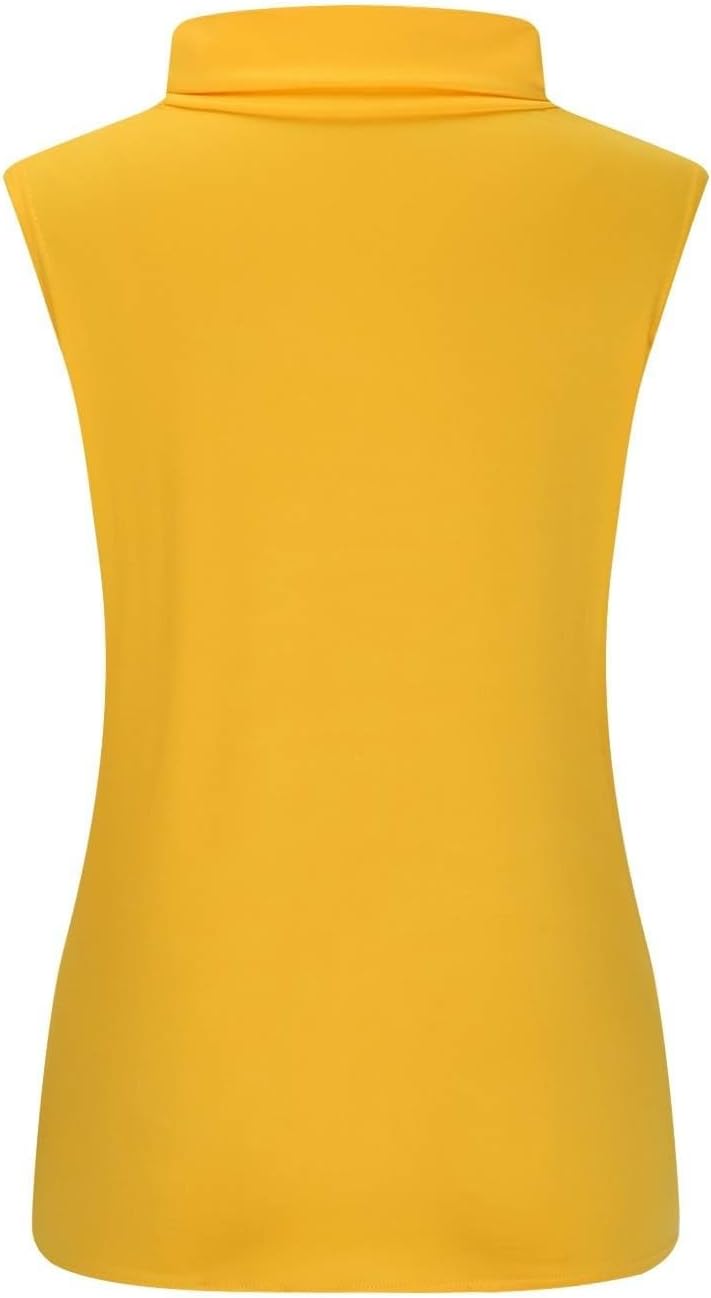 T-shirt dam polokrage - chic och elegant linne för kvinnor smal passform bekväm ärmlös t-shirt enfärgad ledig flytande topp andningsbar lätt topp