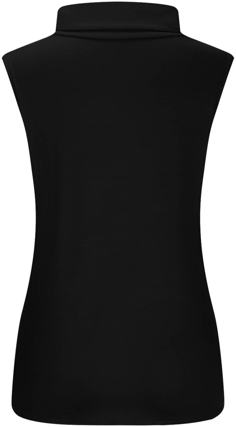 T-shirt dam polokrage - chic och elegant linne för kvinnor smal passform bekväm ärmlös t-shirt enfärgad ledig flytande topp andningsbar lätt topp