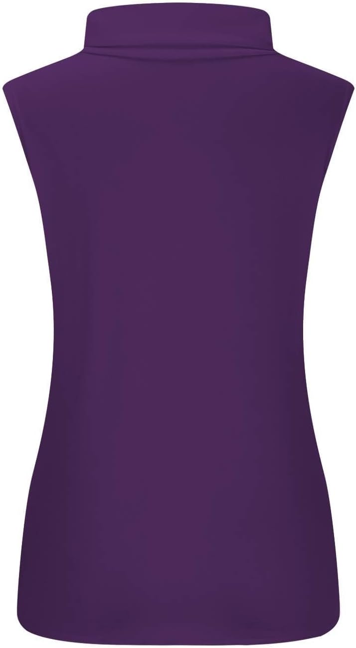 T-shirt dam polokrage - chic och elegant linne för kvinnor smal passform bekväm ärmlös t-shirt enfärgad ledig flytande topp andningsbar lätt topp