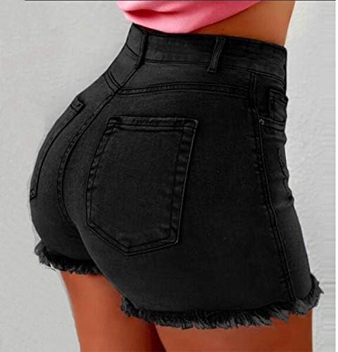 Korta byxor dam jeans – hög midja jeans för kvinnor stretch bekväma sommarjeans stretch denim hot pants regular fit tygbyxor fritidsbyxor casual jeans sweatpants superstretch jeans shorts