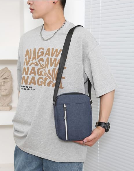 Aucuu Axelväska för män, Oxford Crossbody väska, vattentät liten sidoväska för män, ledig handväska, messengerväska med dragkedja och justerbar rem, lätt bröstväska för daglig användning, arbete