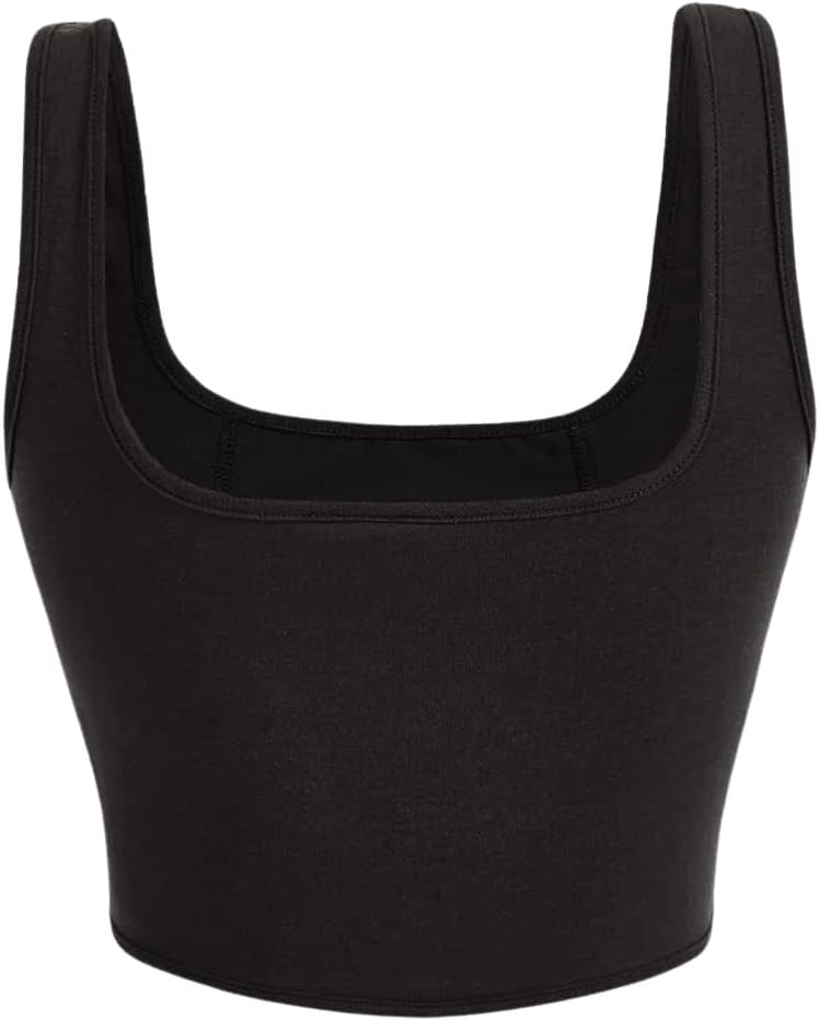 GORGLITTER Crop Toppar damer sommar magfri topp Y2k crop top 90-talet crop tanktopp med U-ringad basic topp