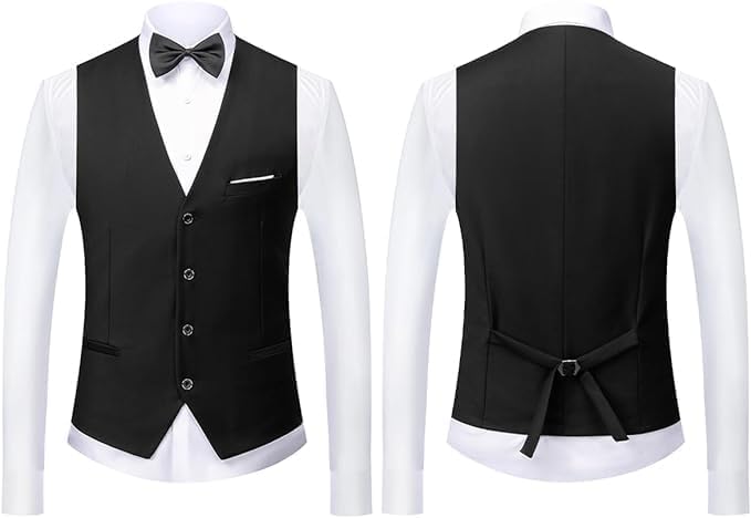 Herrar 3 stycken kostym slim fit en knapp halsduk revers för bröllop bal kavaj väst byxor set