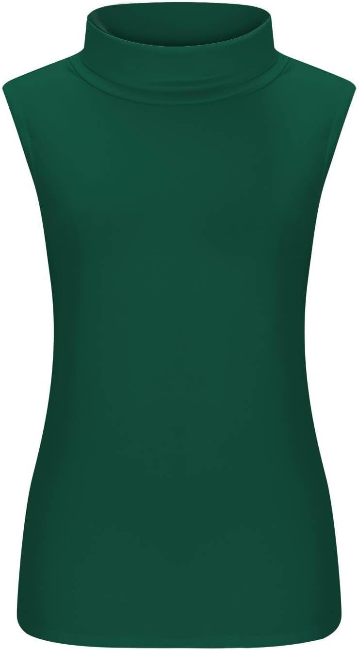 T-shirt dam polokrage - chic och elegant linne för kvinnor smal passform bekväm ärmlös t-shirt enfärgad ledig flytande topp andningsbar lätt topp