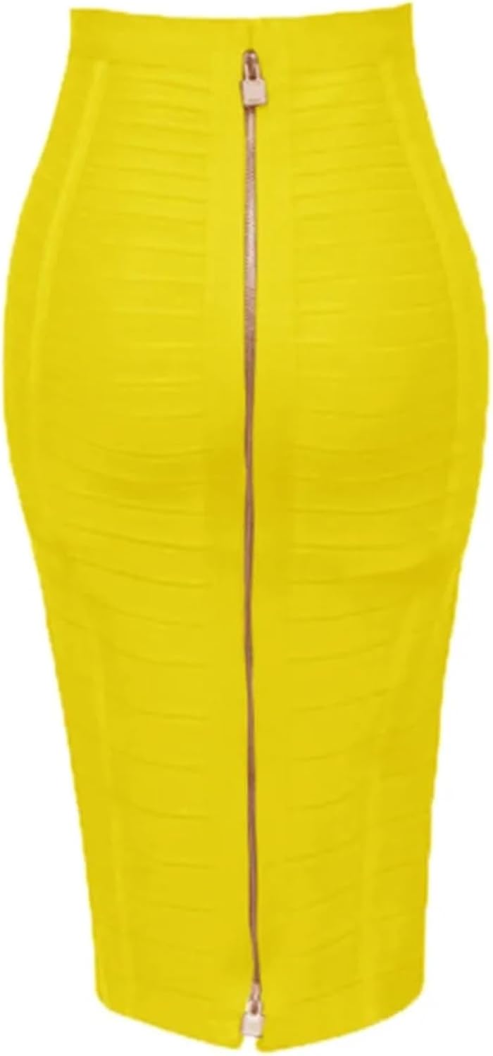 58 cm sexig solid dragkedja bandage kjol kvinnor elastisk bodycon sommar för kvinnor