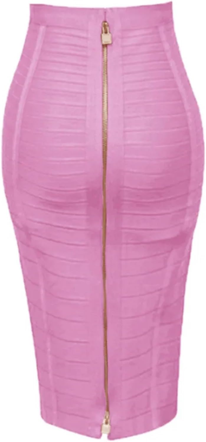 58 cm sexig solid dragkedja bandage kjol kvinnor elastisk bodycon sommar för kvinnor