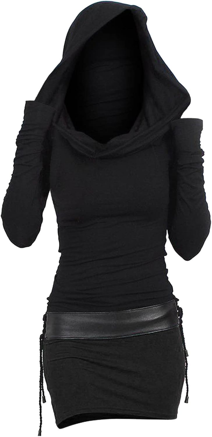 Damtröjklänning med huva, höstklänning tröja klänning huvtröja färgblock smal ledig långärmad miniklänning tajt stickad klänning höst vinter kvinnor bodycon gotisk vinterklänning