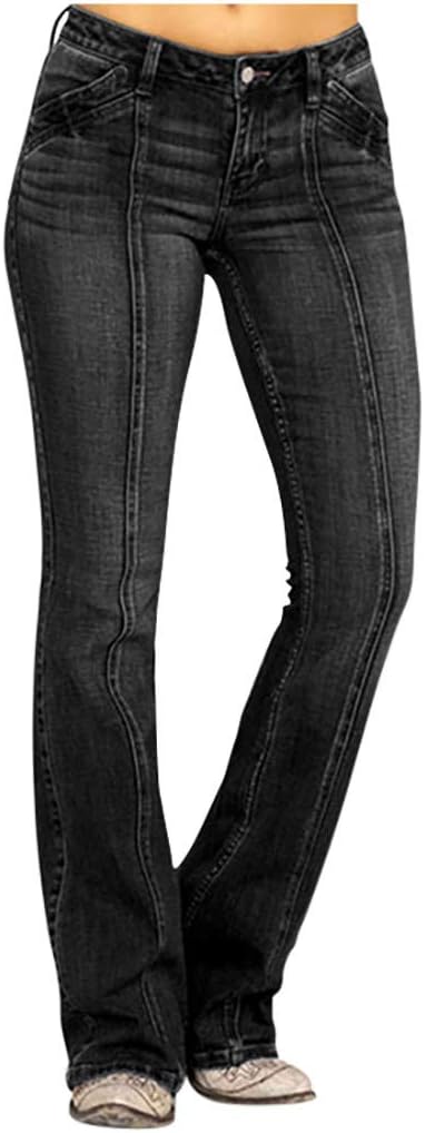 Jeans Kvinnor Hög Midja Denim Byxor Stretch Bekväma Jeans Bekväma Push Up Byxor Med Fickor Mode Baggy Stil Avslappnad För Kontor, Fritid Och Daglig Användning