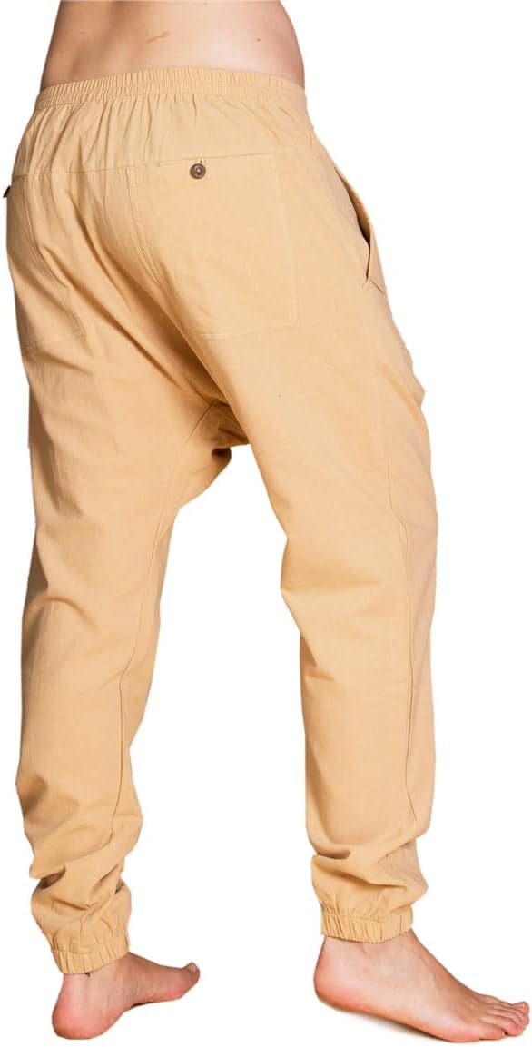 PANASIAM Yogi Pants Classic för dam och herr I bekväma fritidsbyxor i Aladin-Harem-stil – 100% bomull I optimal passform tack vare dragsko fram och elastisk linning bak I sommarbyxor