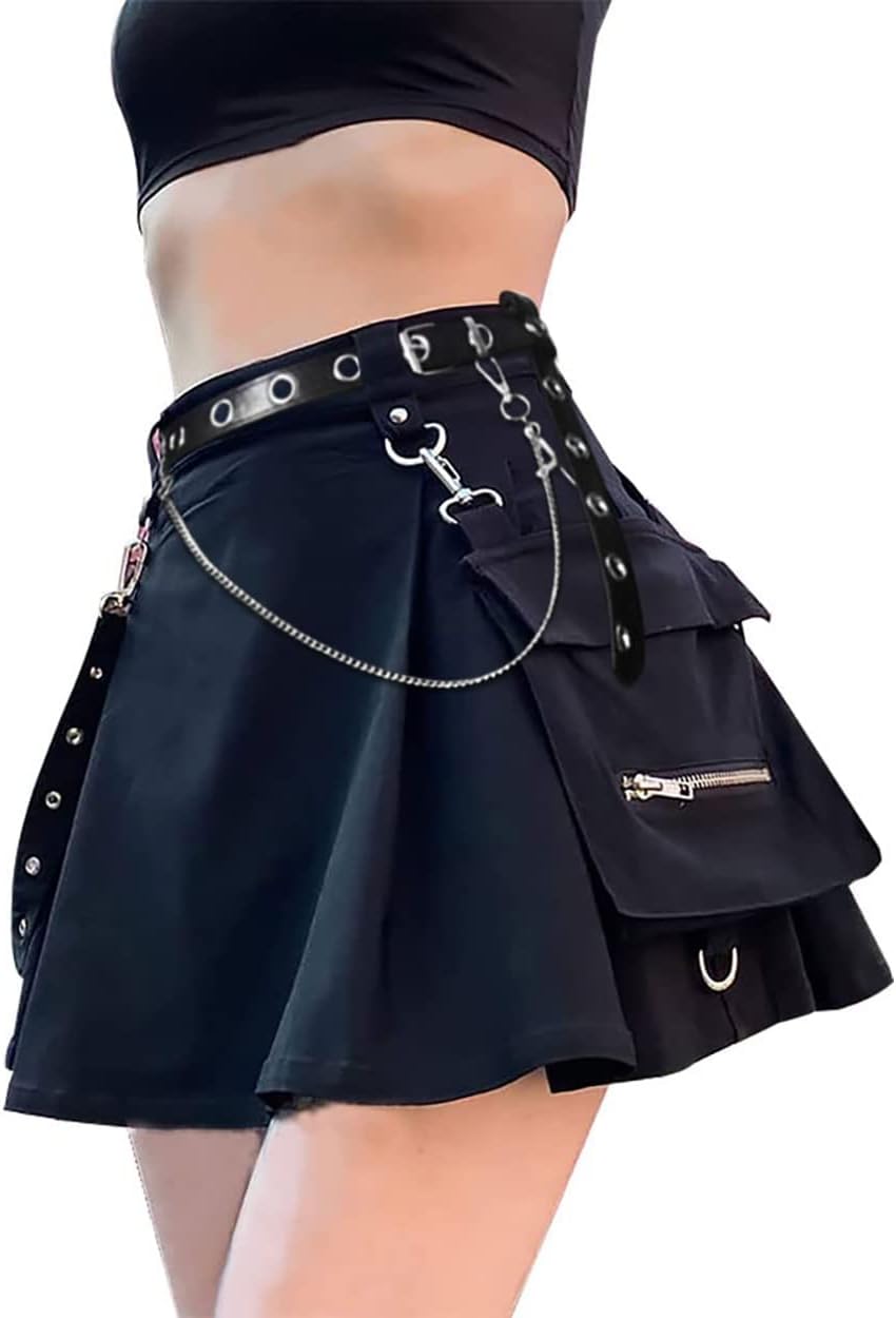 Minikjol dam sexig cosplay gotiska kläder dam minikjol med fickor
