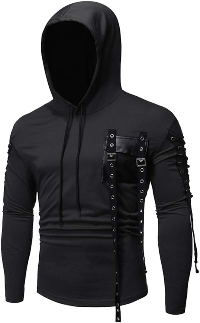 Herr Hooded Base Coat Personalized Pocket Casual Långärmad T-shirt Mens Hip Hop Long Sleeve Pullover Hoodies t Shirts Men's Long Sleeve Hoodie T Shirts V Neck Hooded Tops Tshirt