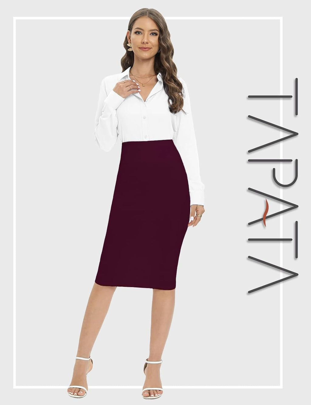 Tapata Dam kontor arbete pennkjol stretch hög midja under knät bodycon för business casual