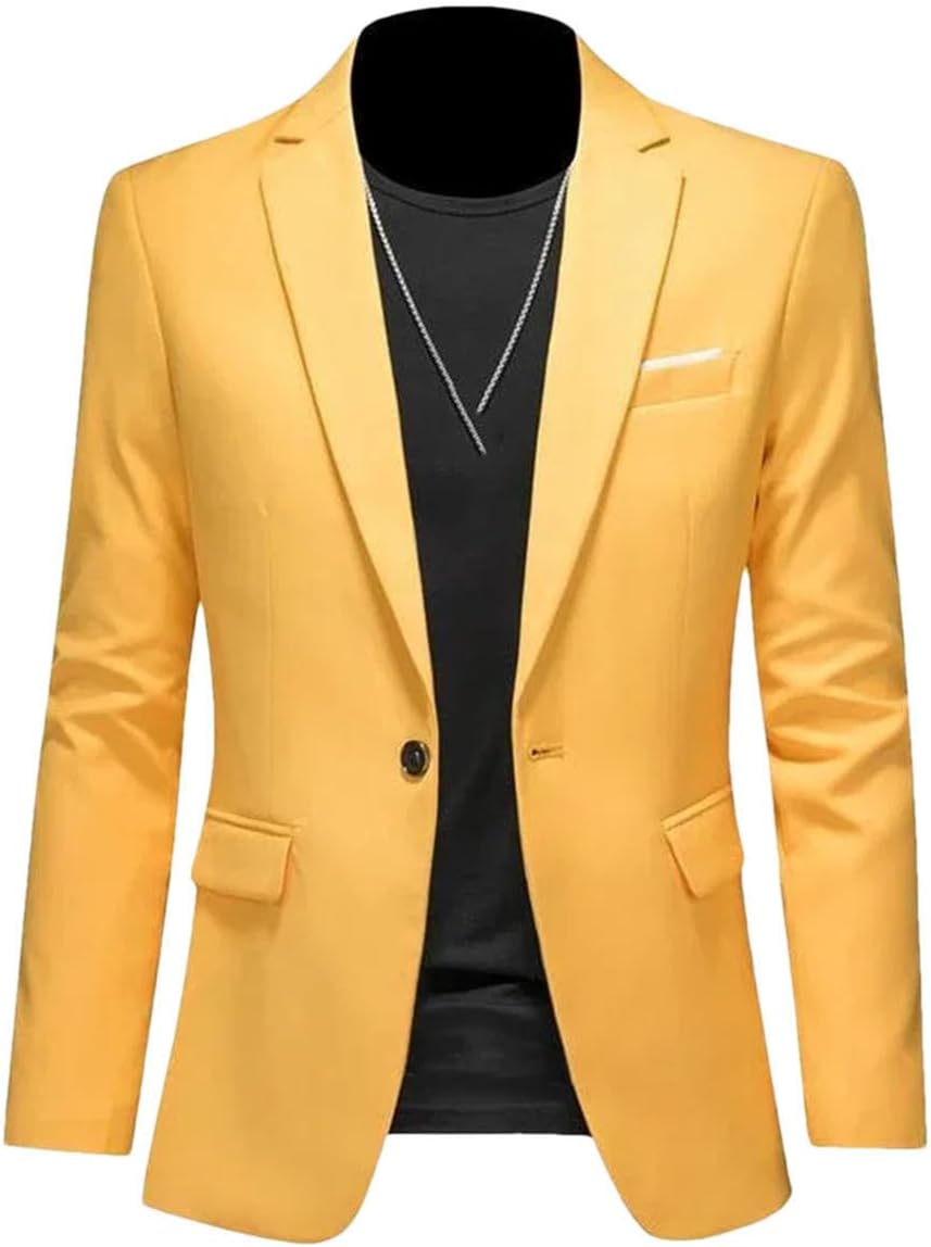 Hgvcfcv Casual business herr blazer brudgum bröllopsklänning kavajer för män kostym toppar jacka kappa enfärgad kostymjacka