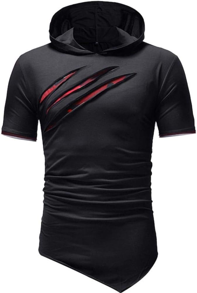Mode herr ren färg sport huvtröja kortärmad skjorta topp ung mode blous, Schwarz, 3XL