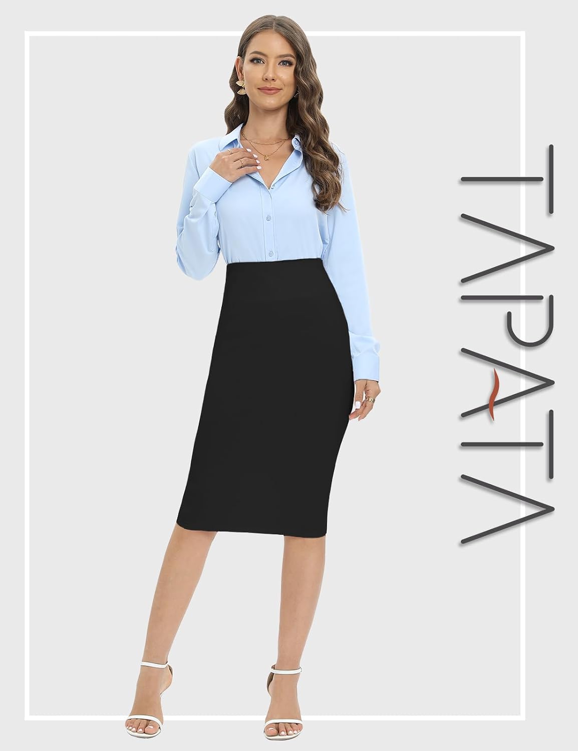 Tapata Dam kontor arbete pennkjol stretch hög midja under knät bodycon för business casual