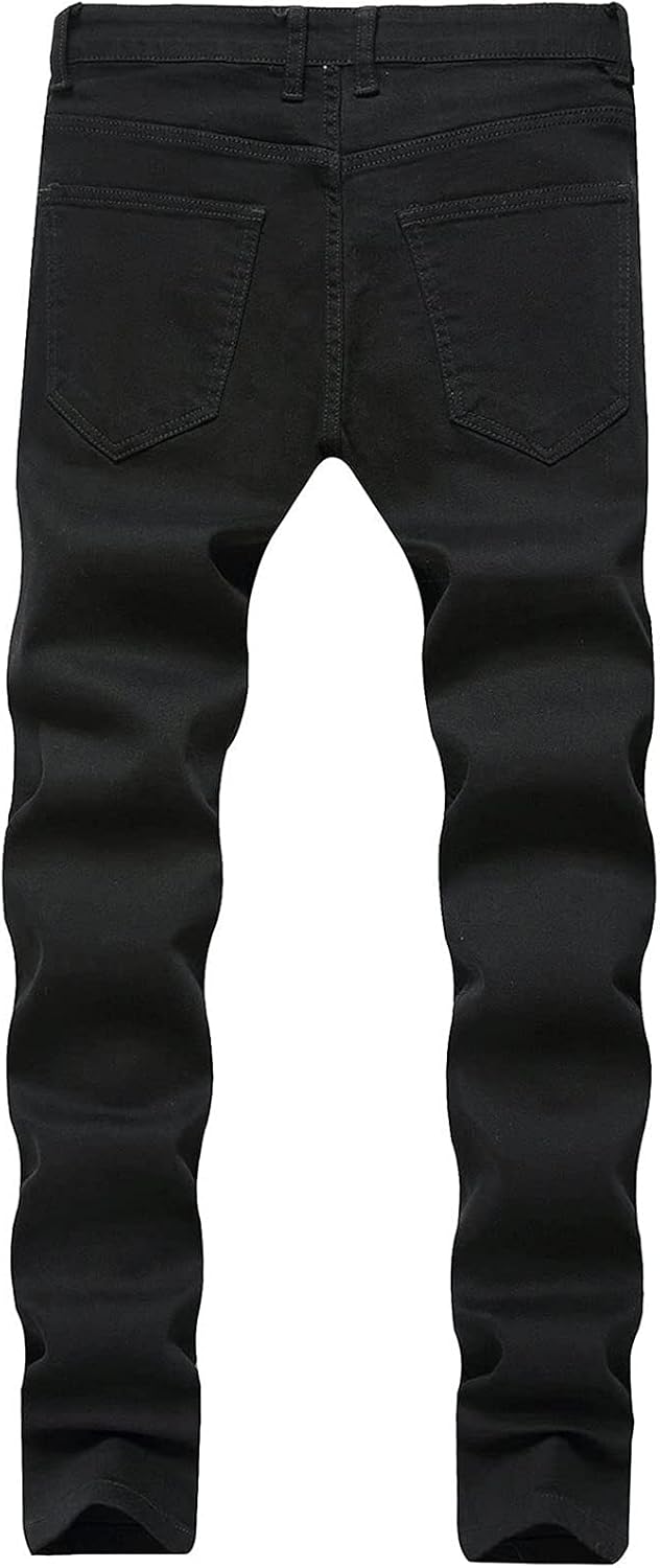 Mäns rippade jeans slim fit jeans för skinny rippad motorcykel mode tryckt bekväm stretch denim jeans byxor