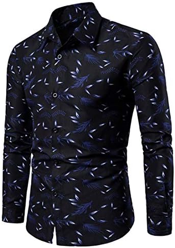 herrens Casual Funky Tryckt Skjorta Fancy Floral Unikt mönster Bomull Regular Fit Långärmade skjortor för Herr Casual Skjortor Långärmad Funky Printed Linen Shirt Button Down Dress Shirt Toppar