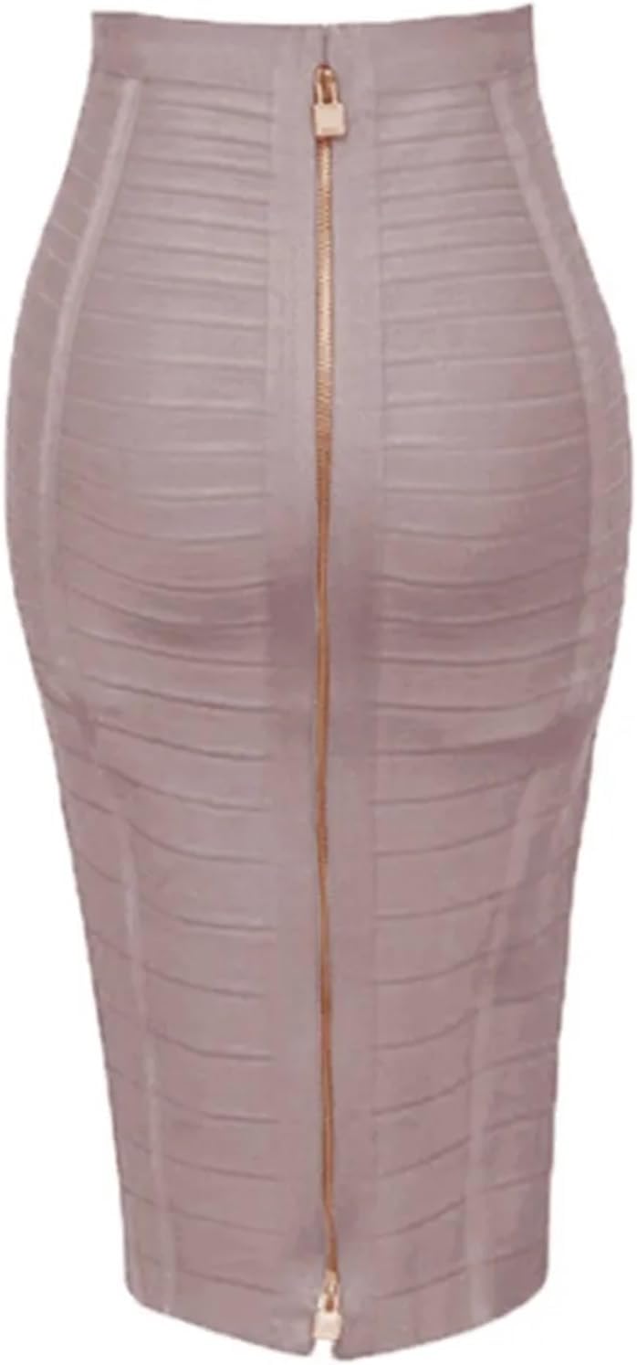 58 cm sexig solid dragkedja bandage kjol kvinnor elastisk bodycon sommar för kvinnor