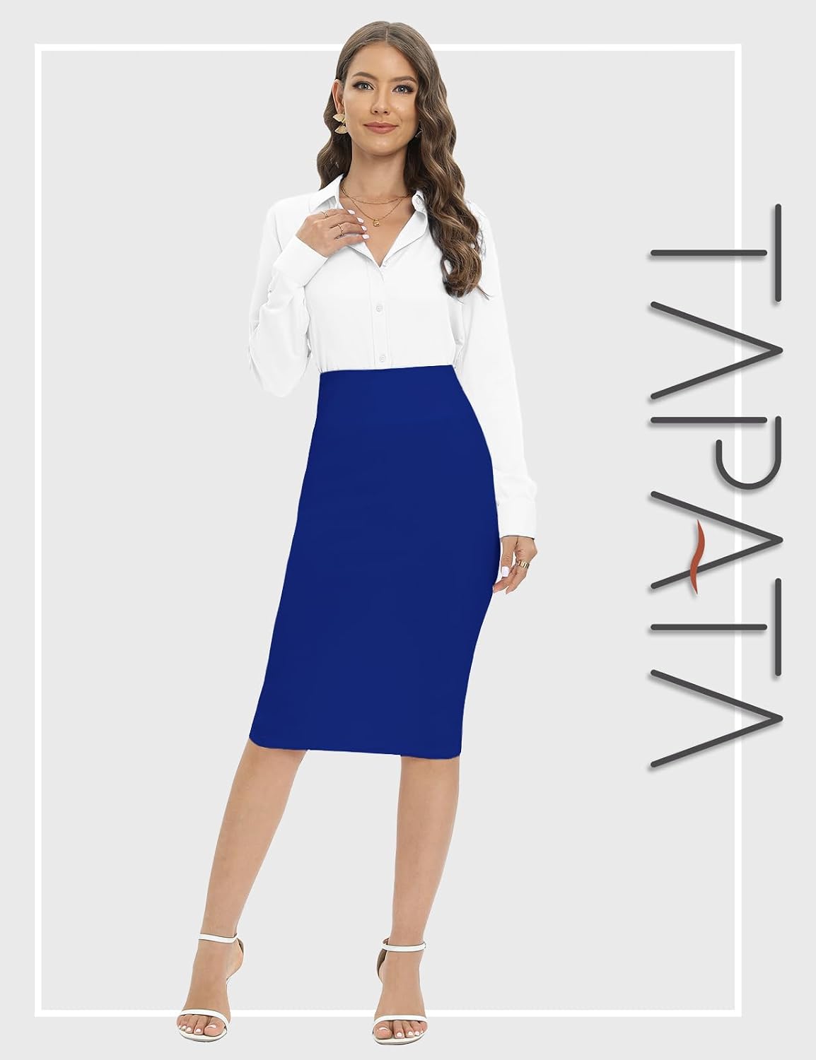 Tapata Dam kontor arbete pennkjol stretch hög midja under knät bodycon för business casual