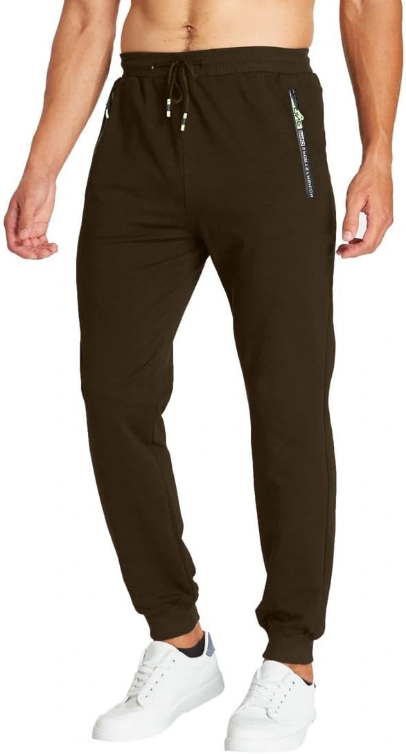 Z0XOZ Joggingbyxor för Män Elastisk Midja bälte Bomull med Dragkedja Fickor träningsbyxor