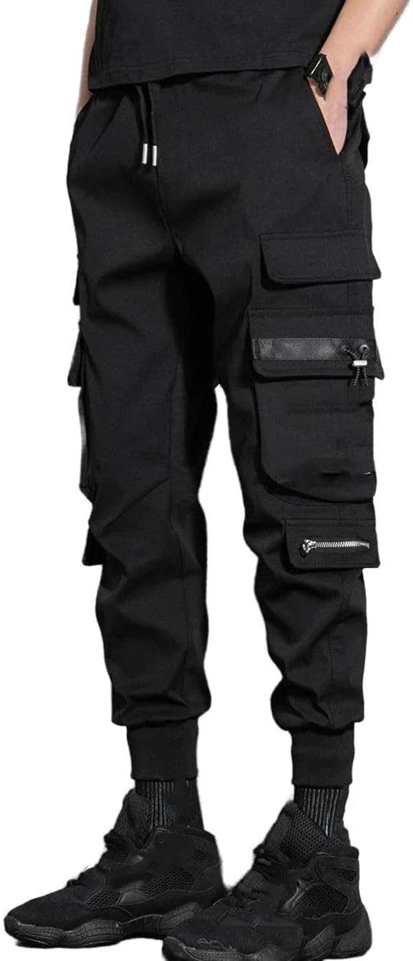 MORISTE Herr avslappnad passform lastbyxor, hiphop streetwear andningsbara bruksbyxor