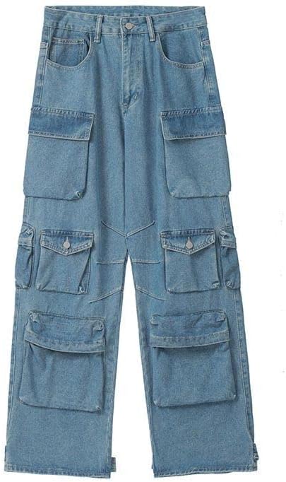 Kvinnor Y2k-jeans, gothstil, byxor i punkig emostil, säckiga, utsvängda jeans, breda ben, Harajuku grunge-byxor, hiphop-kläder