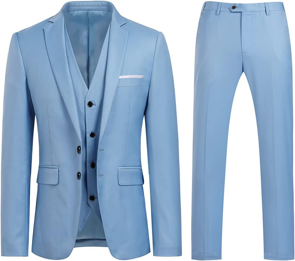 YOUTHUP 3-delad kostym smal passform för män elegant business bröllop kostym blazer västar byxor