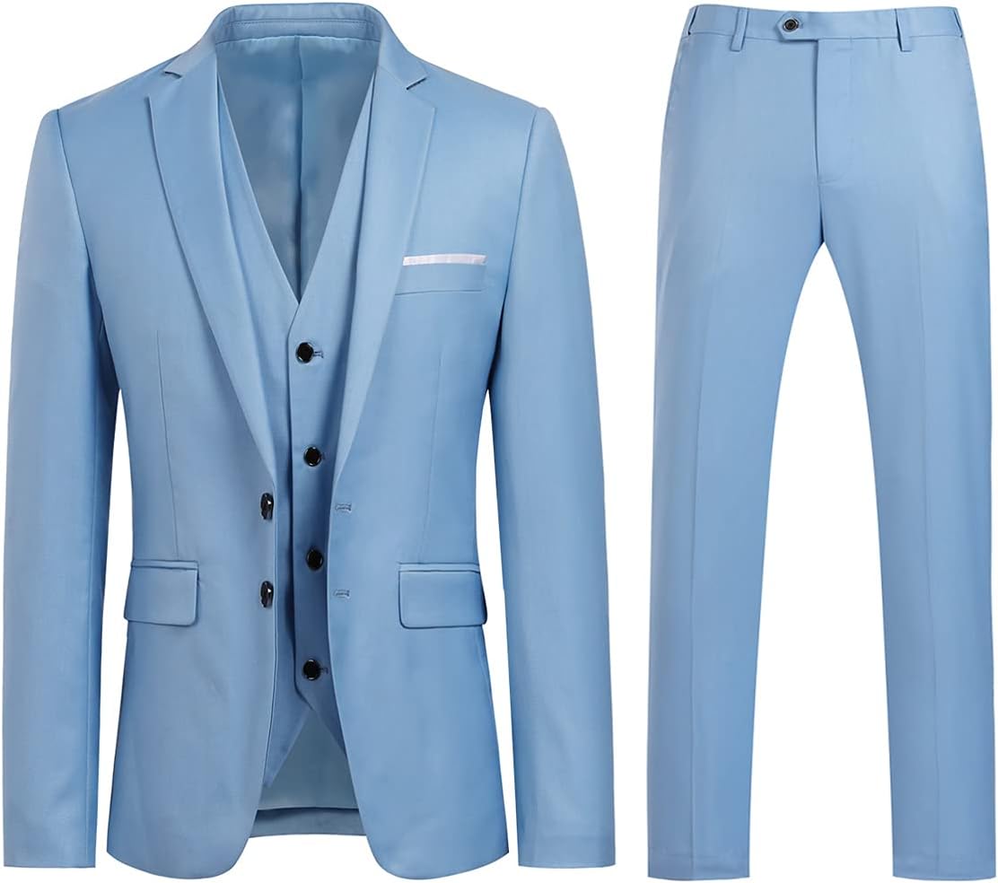 YOUTHUP 3-delad kostym smal passform för män elegant business bröllop kostym blazer västar byxor