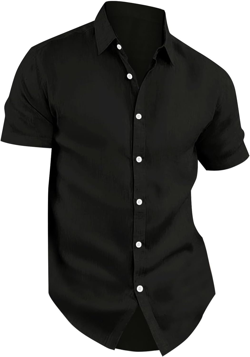 Herrskjortor vardaglig bomull linne kortärmad lös passform enkel tippning krage t-shirt kylning bekväma icke-strykjärn knappar skjortor lättskötta toppar vuxen för sommarsemester