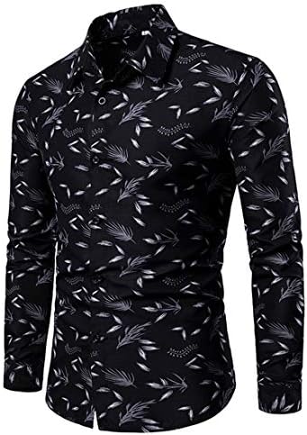 herrens Casual Funky Tryckt Skjorta Fancy Floral Unikt mönster Bomull Regular Fit Långärmade skjortor för Herr Casual Skjortor Långärmad Funky Printed Linen Shirt Button Down Dress Shirt Toppar