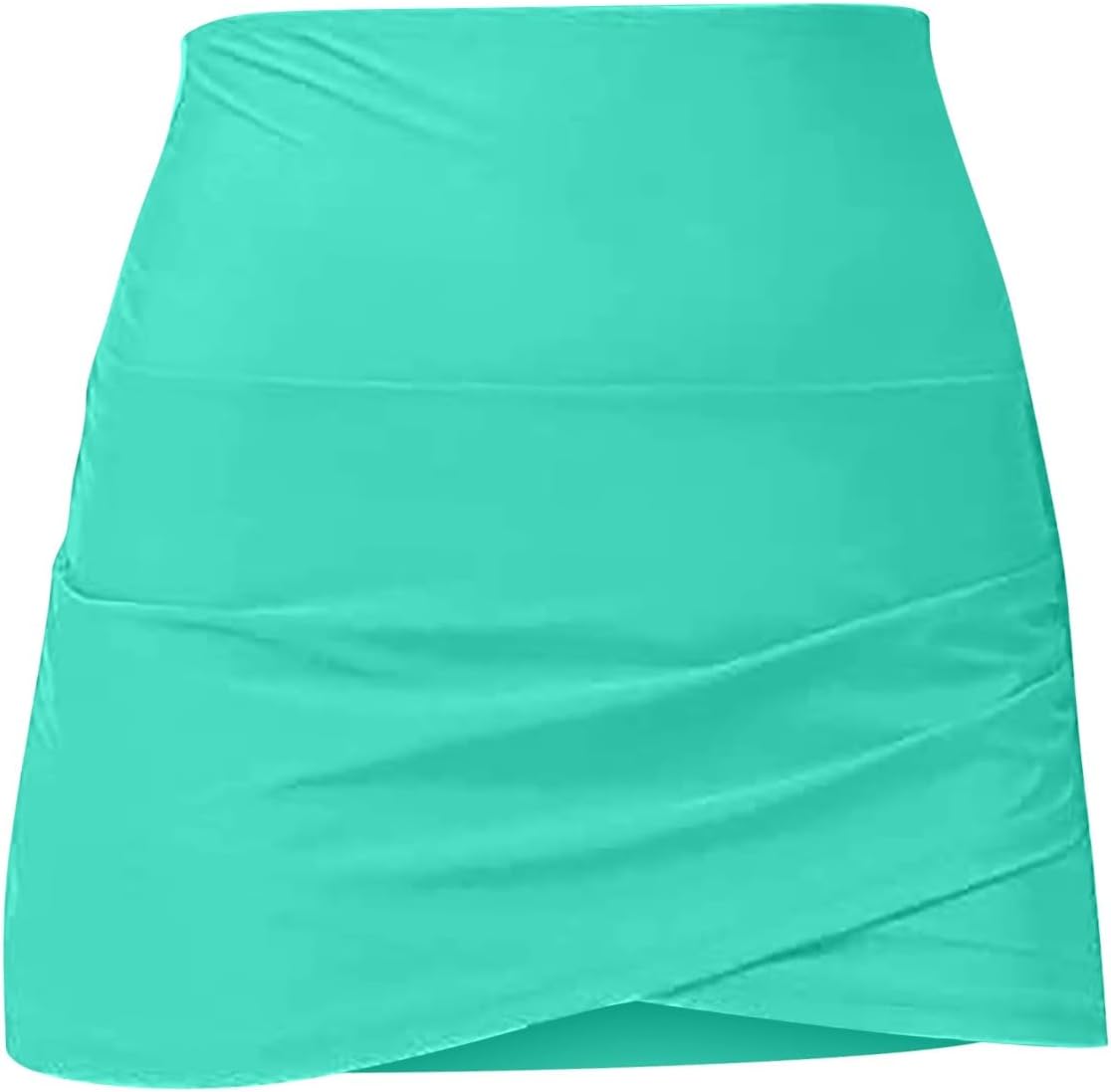 Kort kjol för kvinnor sommar flytande, elastisk figurbetonad minikjol, kjol med hög midja, lediga kjolar lös underkjol, enfärgad, korta löparkjolar, sportkjolar