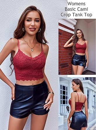 Avidlove dam spets bustier topp sexig bralette undertröja basic spagettiremmar camisole V-ringad rygg urtagning design tank toppar crop
