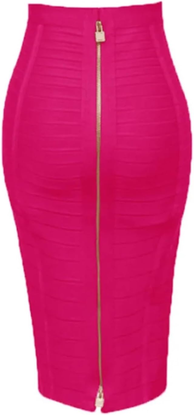 58 cm sexig solid dragkedja bandage kjol kvinnor elastisk bodycon sommar för kvinnor