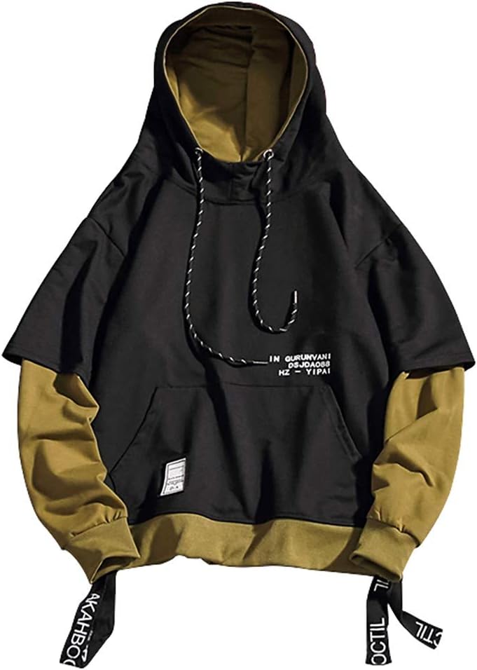 Hip Hop huvtröjor män, herr pullover huvtröja långärmad pullover mode lappverk jumper streetwear huvtröjor tryck huvtröja vardaglig pullover topp lätt huvtröja sweatshirt normal passform