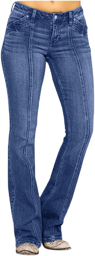 Jeans Kvinnor Hög Midja Denim Byxor Stretch Bekväma Jeans Bekväma Push Up Byxor Med Fickor Mode Baggy Stil Avslappnad För Kontor, Fritid Och Daglig Användning