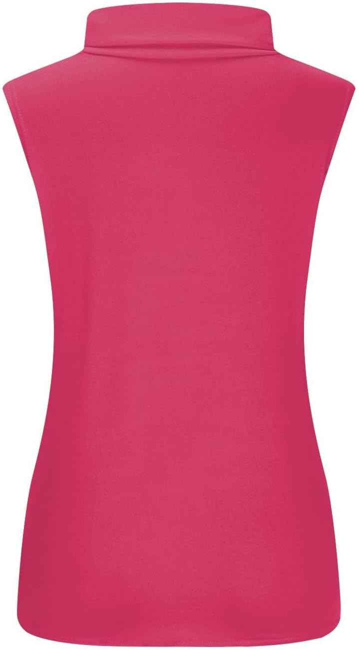 T-shirt dam polokrage - chic och elegant linne för kvinnor smal passform bekväm ärmlös t-shirt enfärgad ledig flytande topp andningsbar lätt topp