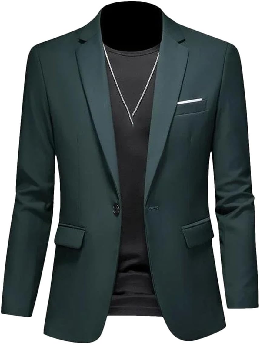 Hgvcfcv Casual business herr blazer brudgum bröllopsklänning kavajer för män kostym toppar jacka kappa enfärgad kostymjacka
