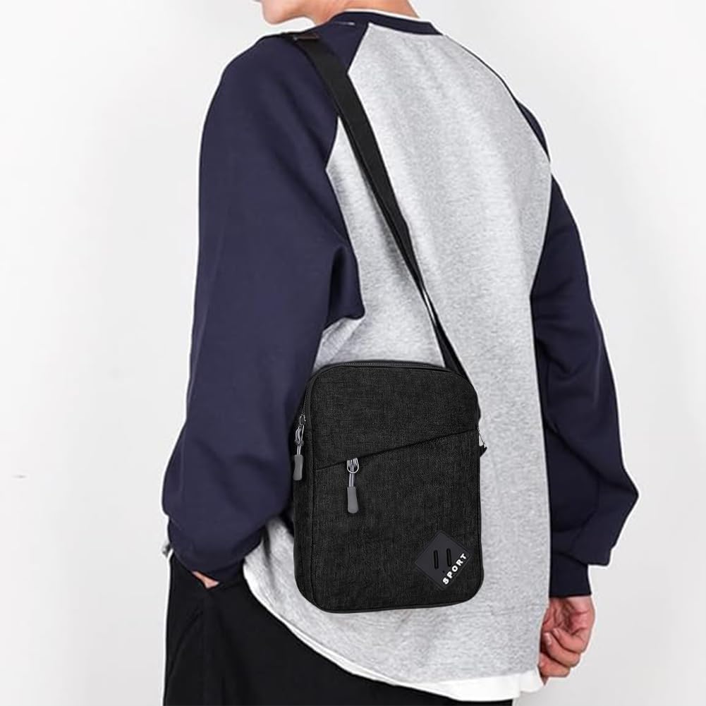 Aucuu Axelväska för män, Oxford Crossbody väska, vattentät liten sidoväska för män, ledig handväska, messengerväska med dragkedja och justerbar rem, lätt bröstväska för daglig användning, arbete