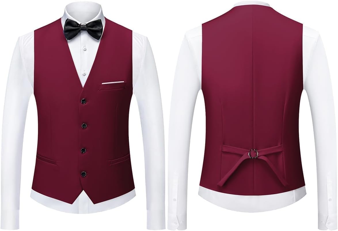 Herrar 3 stycken kostym slim fit en knapp halsduk revers för bröllop bal kavaj väst byxor set